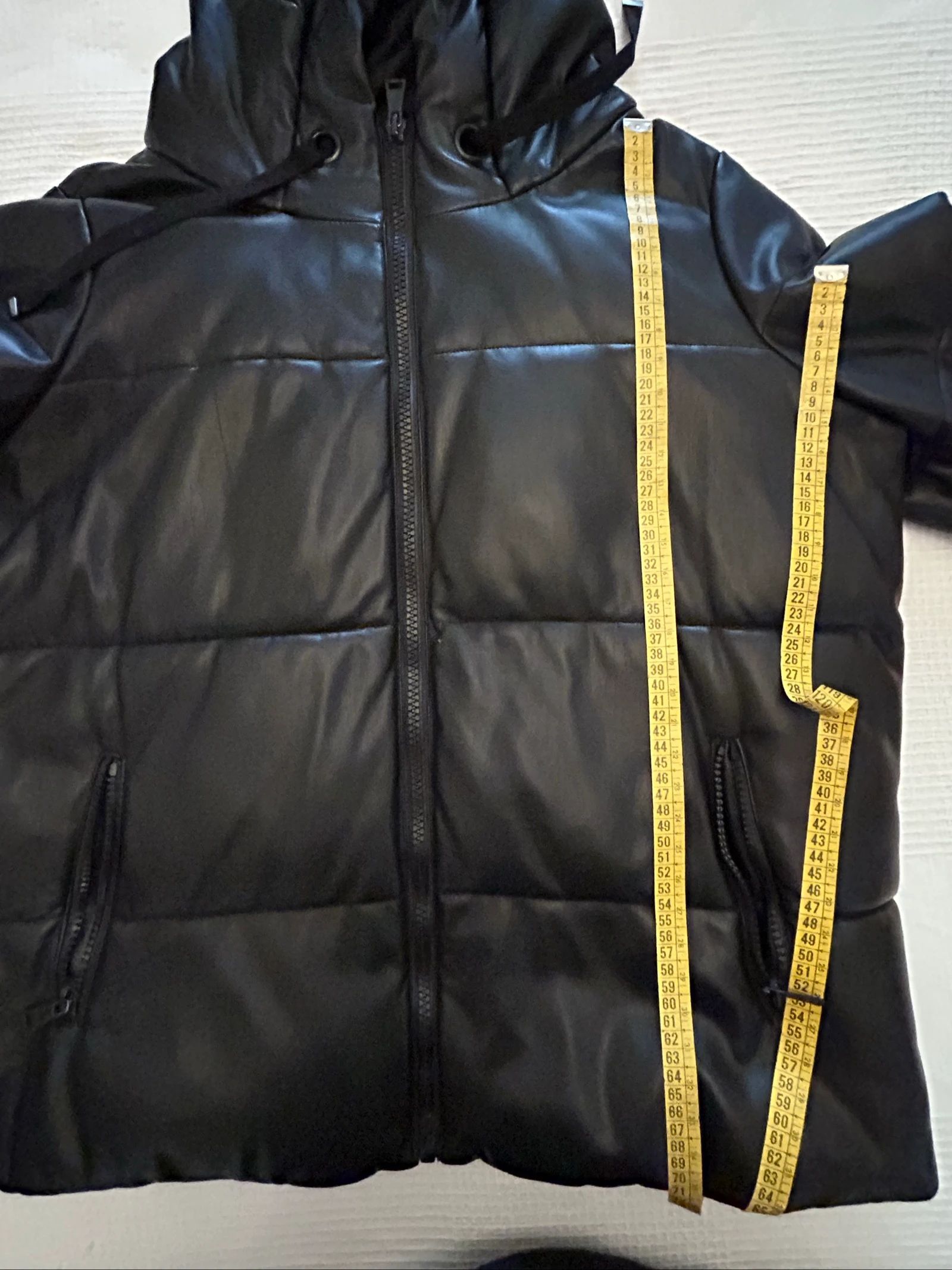 Veste matelassée noire effet cuir avec capuche taille 46/48 – photo 8